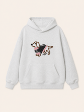 MEZOCLO™ Lazy Dog Hoodie in Apricot — oversized pullover, front view