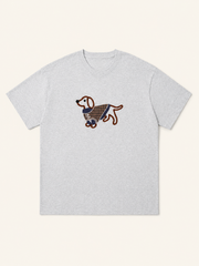 MEZOCLO™ Lazy Dog T-Shirt in Gray — front view, premium cotton