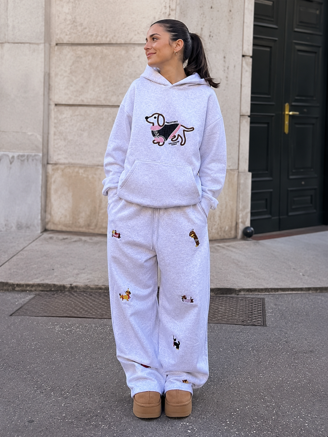 MEZOCLO™ Lazy Dog Hoodie in Dark Blue — relaxed oversized fit