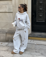 MEZOCLO™ Lazy Dog Hoodie in Dark Blue — oversized pullover front view