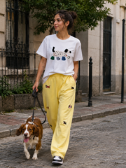 MEZOCLO™ 3D Lazy Dog T-Shirt in Gray — relaxed fit, side view