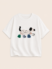 MEZOCLO™ 3D Lazy Dog T-Shirt — back view, cotton construction