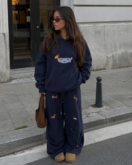 MEZOCLO™ Lazy Dog Hoodie — embroidered chest detail closeup