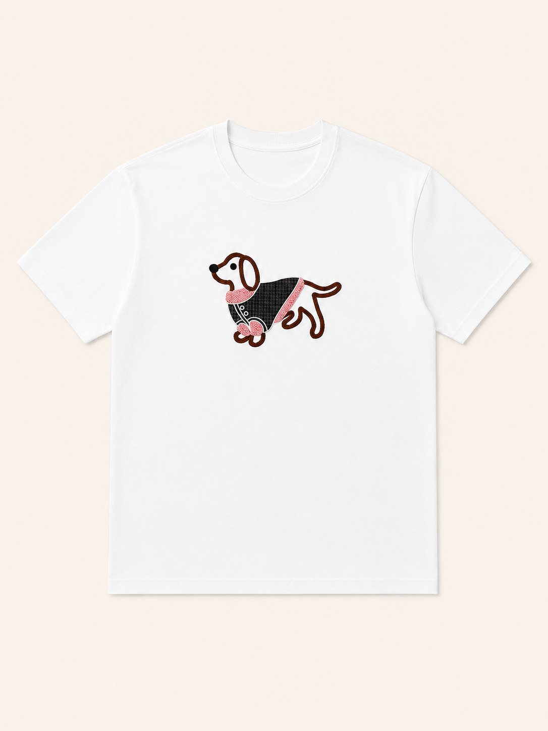 MEZOCLO™ Lazy Dog T-Shirt — embroidery closeup, signature Lazy Dog