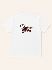 MEZOCLO™ Lazy Dog T-Shirt — embroidery closeup, signature Lazy Dog