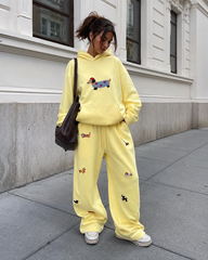 MEZOCLO™ Lazy Dog Hoodie in Gray — dropped shoulder oversized fit