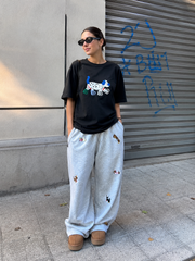 MEZOCLO™ 3D Lazy Dog T-Shirt in White — loose fit streetwear front view