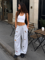 MEZOCLO™ Lazy Dog Sweatpants in Yellow — front view, relaxed fit