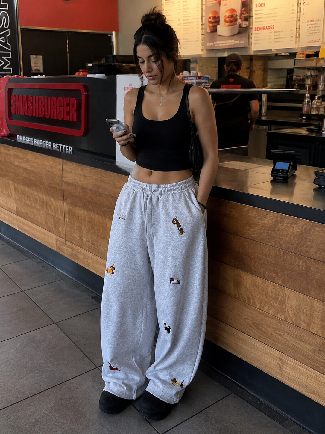 MEZOCLO™ Lazy Dog Sweatpants — wide leg drape and silhouette detail
