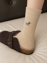 MEZOCLO™ Lazy Dog Socks in Light Camel — complete MEZOCLO fit