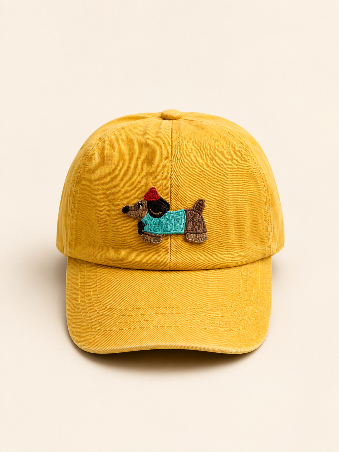 MEZOCLO™ Lazy Dog Baseball Hat in Black — structured 6-panel, front view