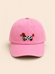 MEZOCLO™ Lazy Dog Baseball Hat in Pink — structured cap, front view