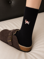 MEZOCLO™ Lazy Dog Socks in Milk White — mid-calf streetwear socks